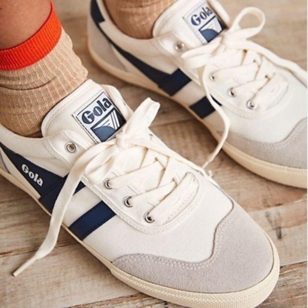 Gola Badminton Mens Off White Green Casual Sneakers